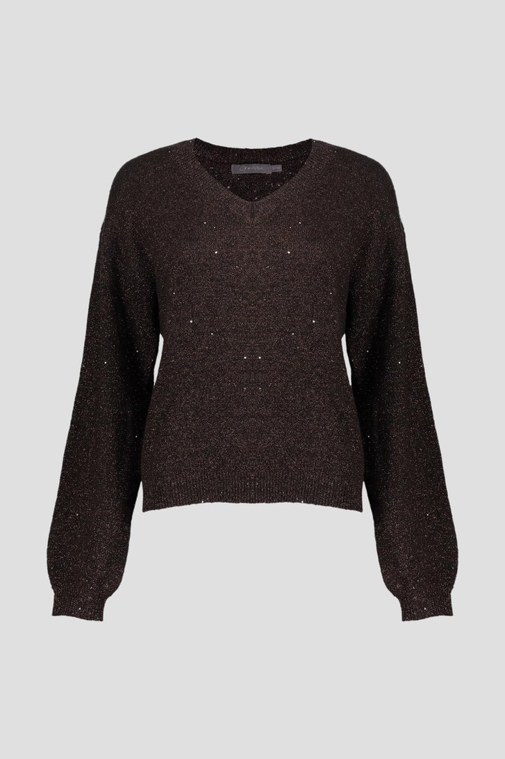 Photo produit 1 de Pull brun à paillettes de Geisha pour Femmes