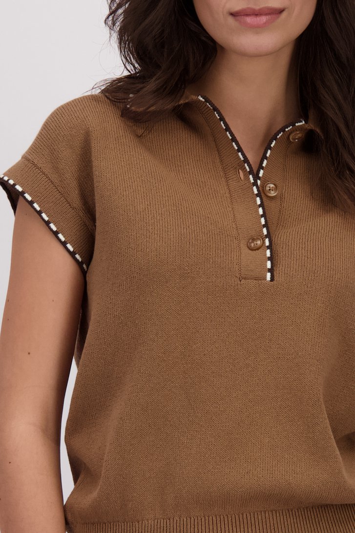Photo supplémentaire 1 de Pull brun finement tricoté sans manches de Louise pour Femmes
