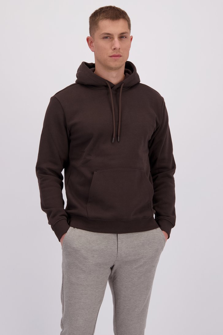 Le devant de Pull brun foncé à capuche de Only & Sons pour Hommes
