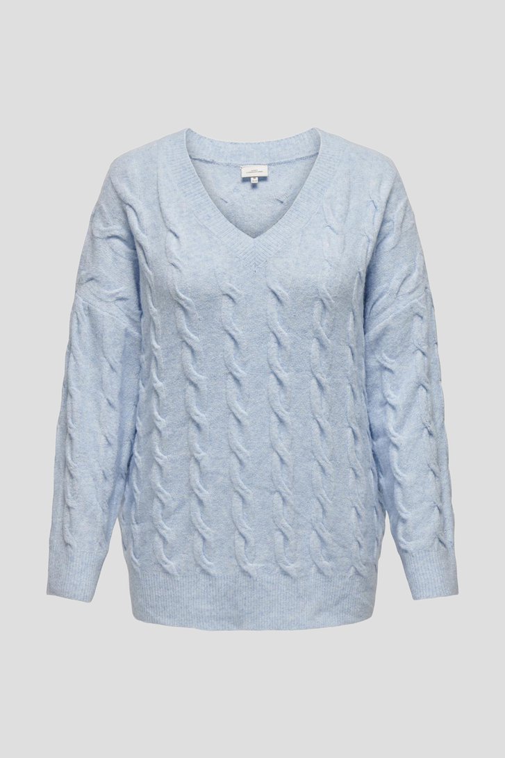 Pull câblé bleu clair doux de Only Carmakoma pour Femmes