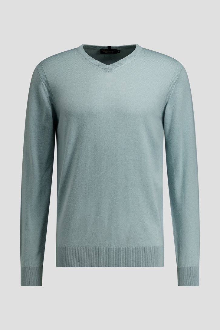 Photo produit 1 de Pull de golf finement tricoté vert avec col en V de Dansaert Golf Club pour Hommes