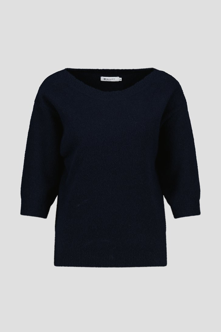 Pull doux à manches courtes bleu foncé de D'Auvry pour Femmes