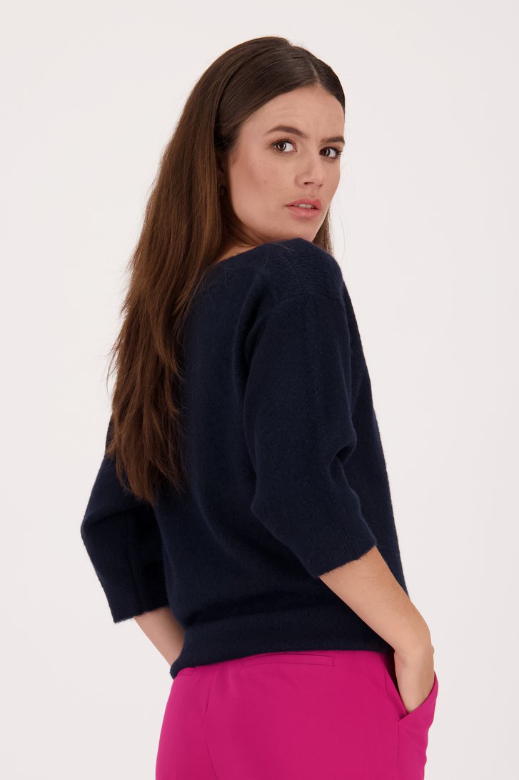 Pull doux à manches courtes bleu foncé de D'Auvry pour Femmes