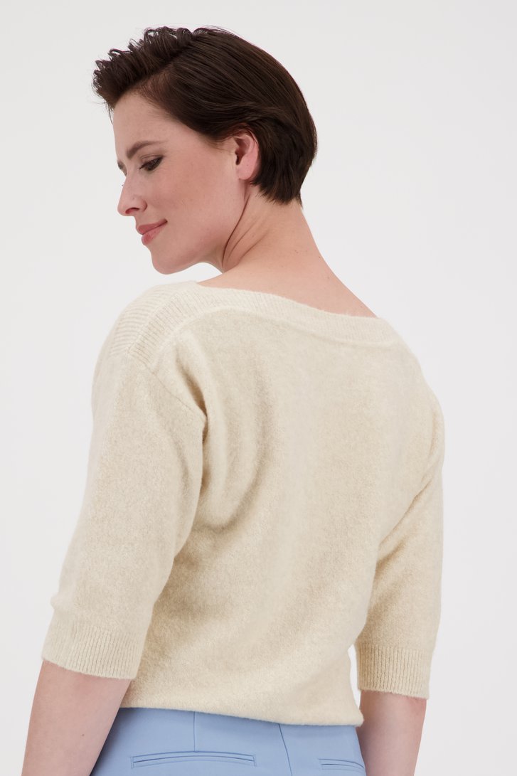 Pull doux écru à manches courtes de D'Auvry pour Femmes