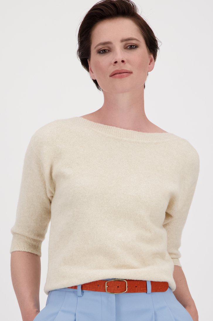 Pull doux écru à manches courtes de D'Auvry pour Femmes