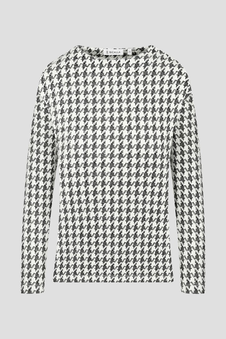 Pull doux écru avec motif noir de Bicalla pour Femmes