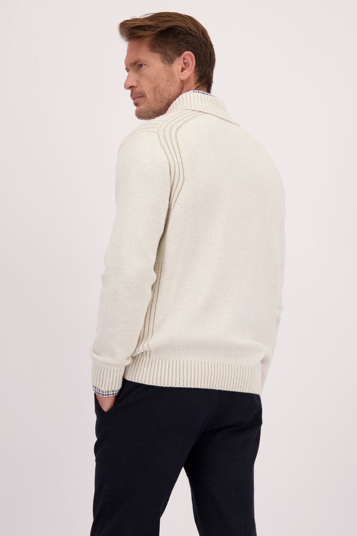 Le dos de Pull écru à col châle en maille de Dansaert Blue pour Hommes