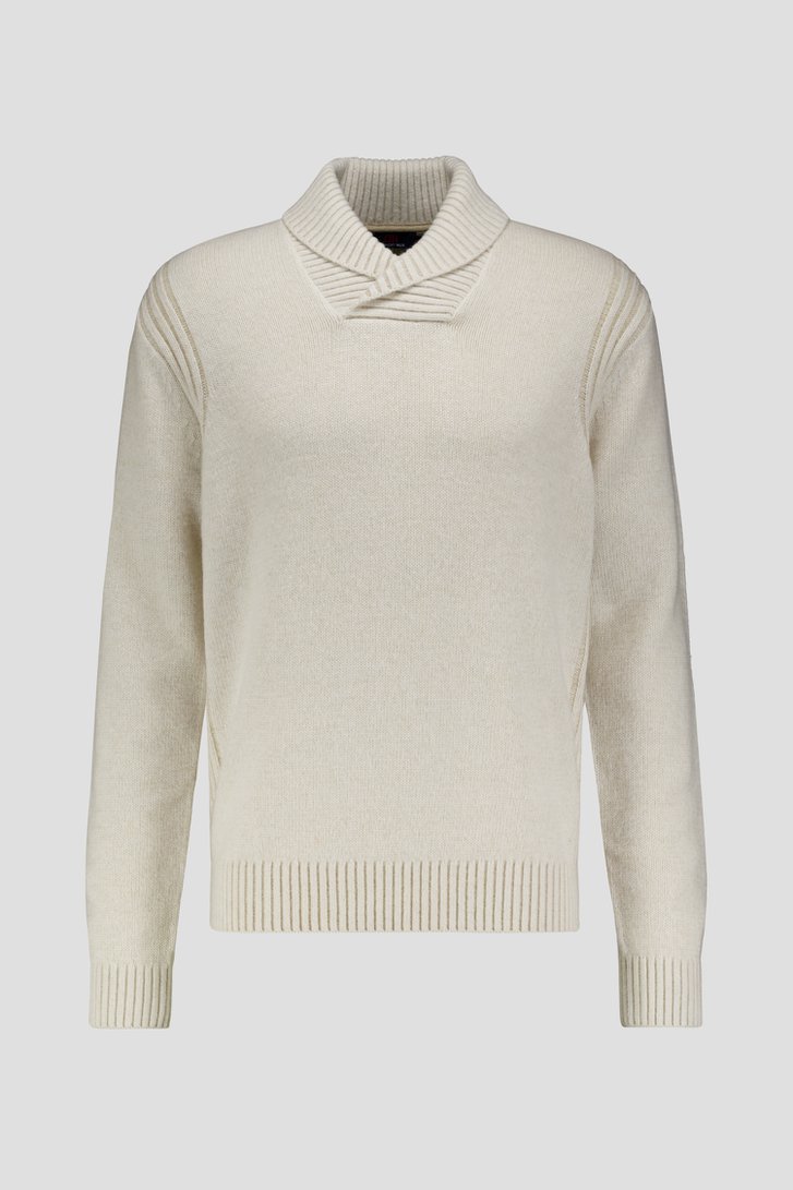 Photo produit 1 de Pull écru à col châle en maille de Dansaert Blue pour Hommes