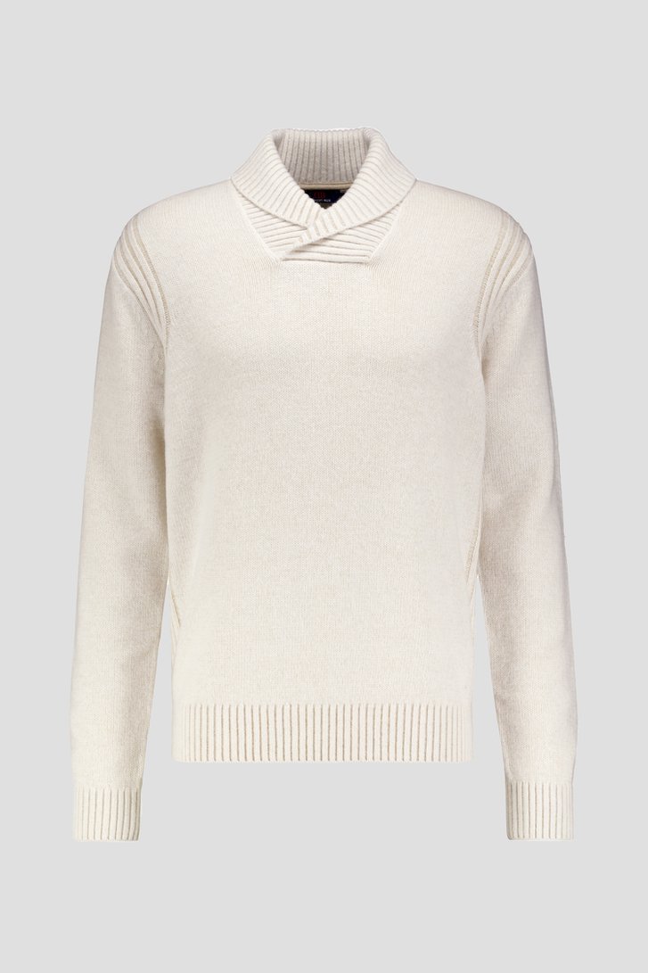 Photo produit 2 de Pull écru à col châle en maille de Dansaert Blue pour Hommes