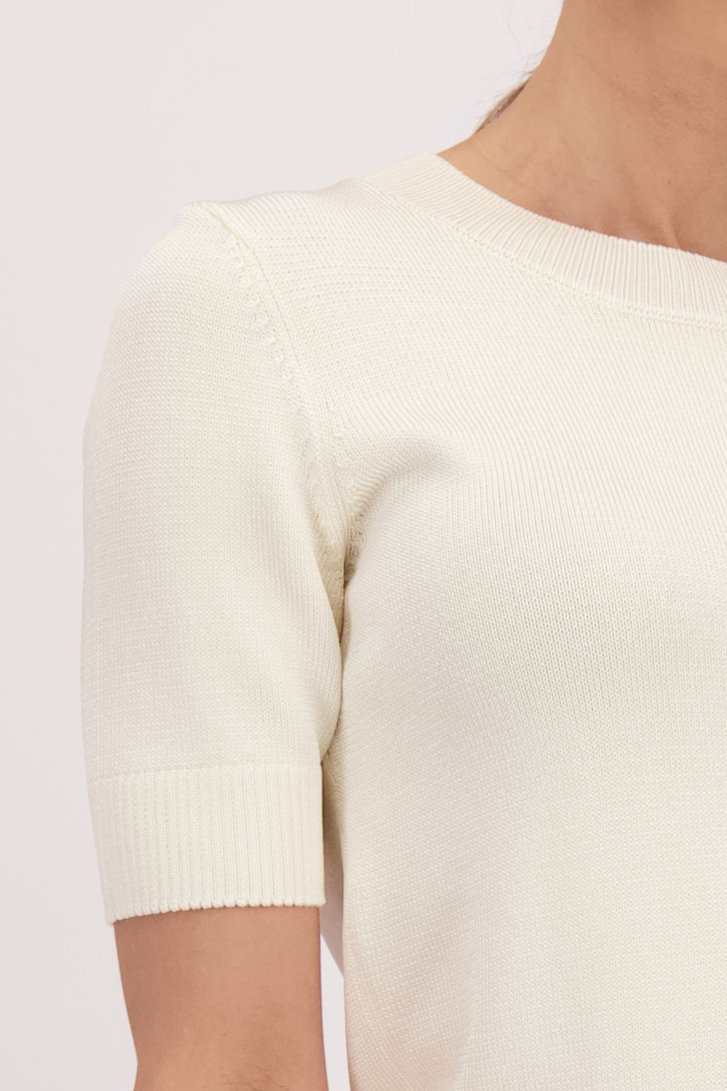 Pull ecru à col rond et manches courtes de D'Auvry pour Femmes