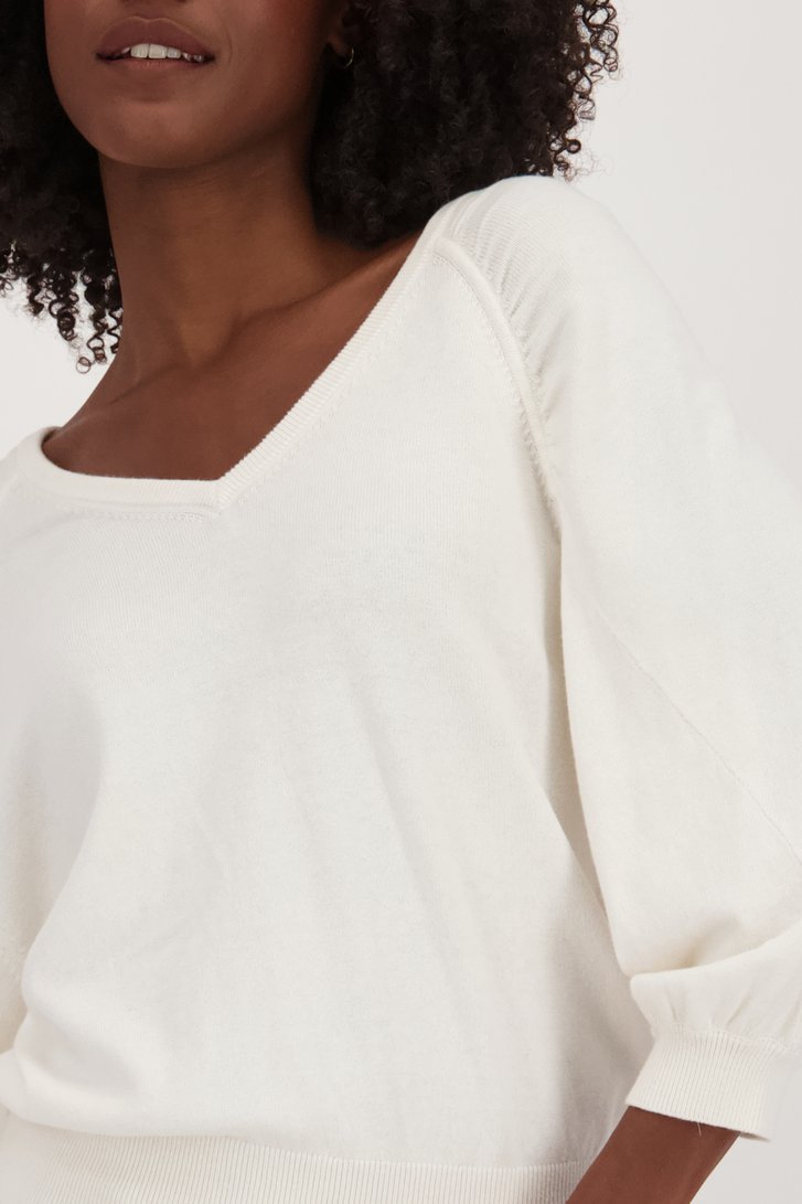Pull écru à manches ballon	 de Louise pour Femmes