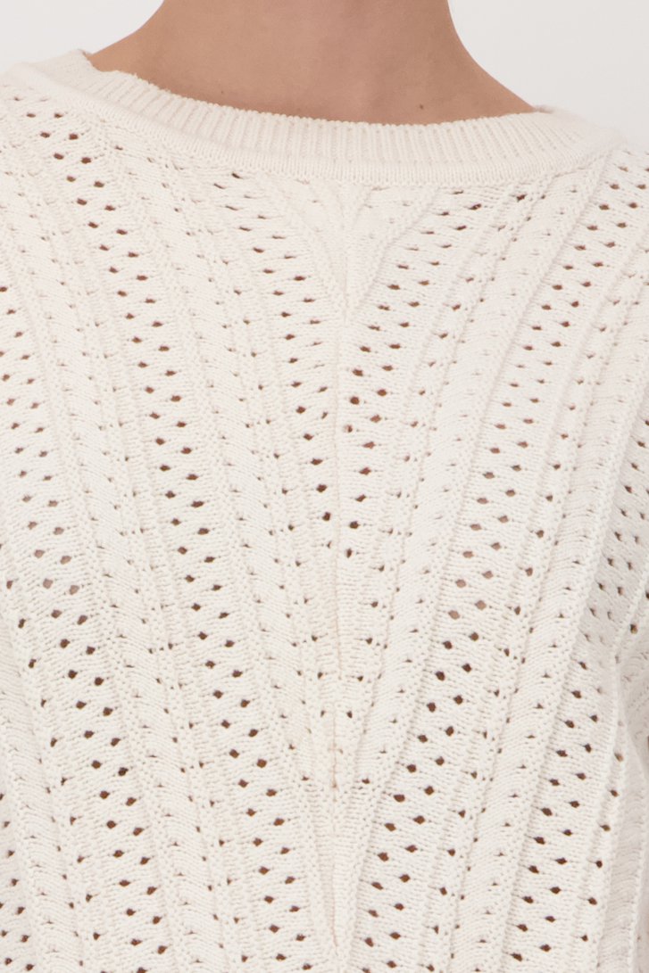 Pull écru à motif ajouré de Liberty Island pour Femmes