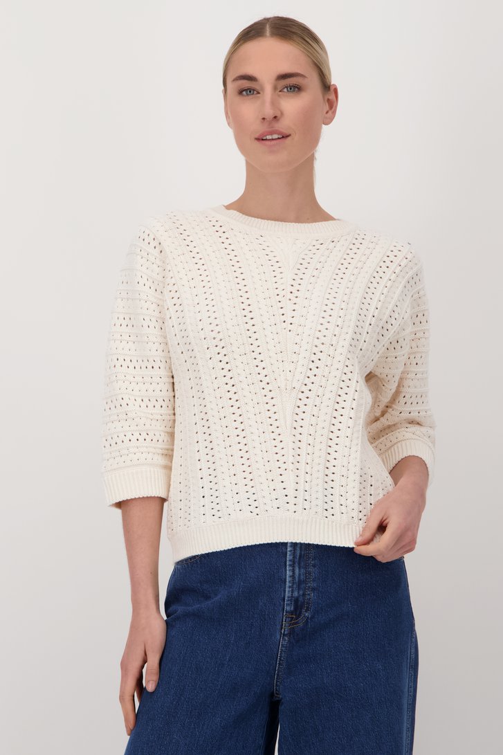 Pull écru à motif ajouré de Liberty Island pour Femmes