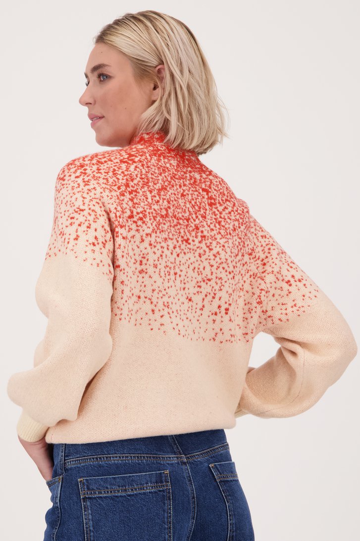 Pull écru à motif pointillé rouge	 de Libelle pour Femmes