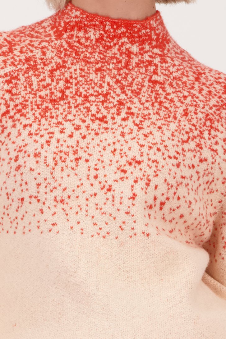 Pull écru à motif pointillé rouge	 de Libelle pour Femmes