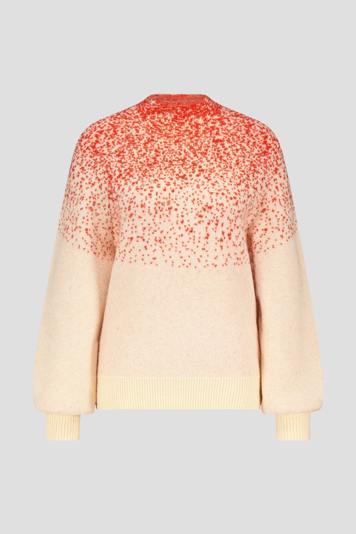 Pull écru à motif pointillé rouge	 de Libelle pour Femmes