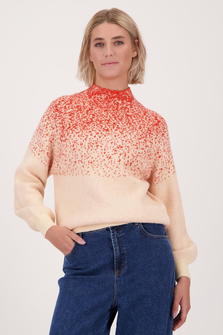 Pull écru à motif pointillé rouge	 de Libelle pour Femmes