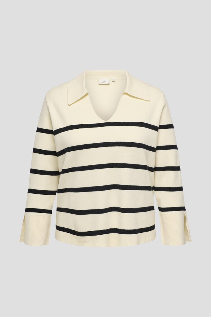 Pull écru à motif rayé noir de Only Carmakoma pour Femmes