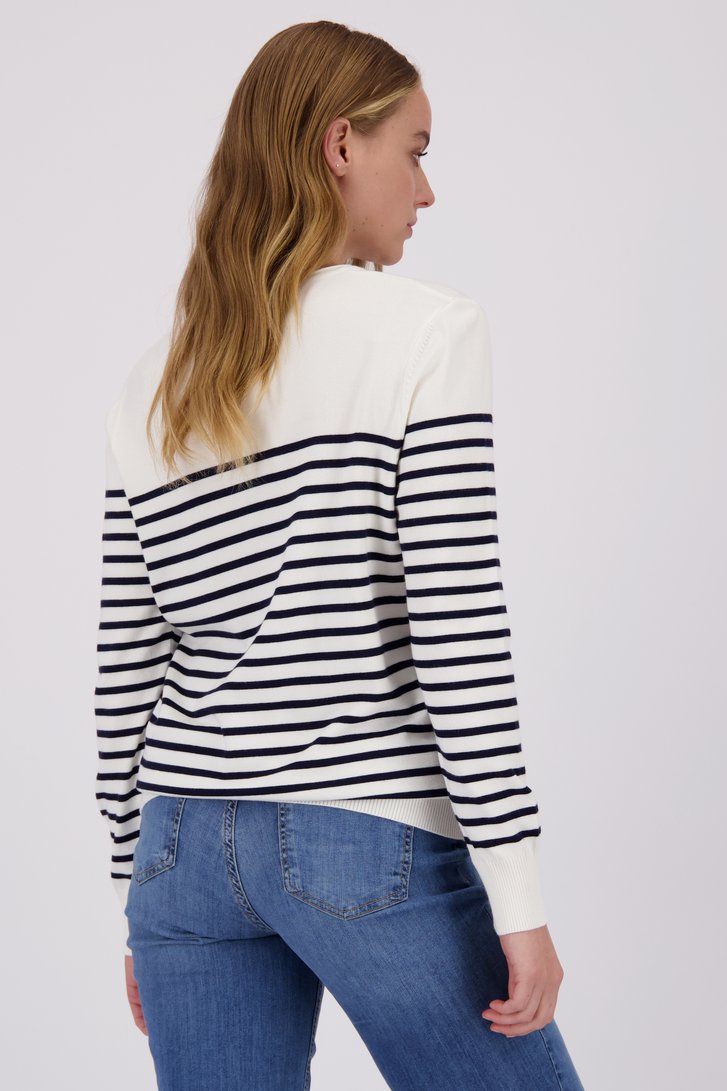 Pull ecru à rayures bleues de More & More pour Femmes