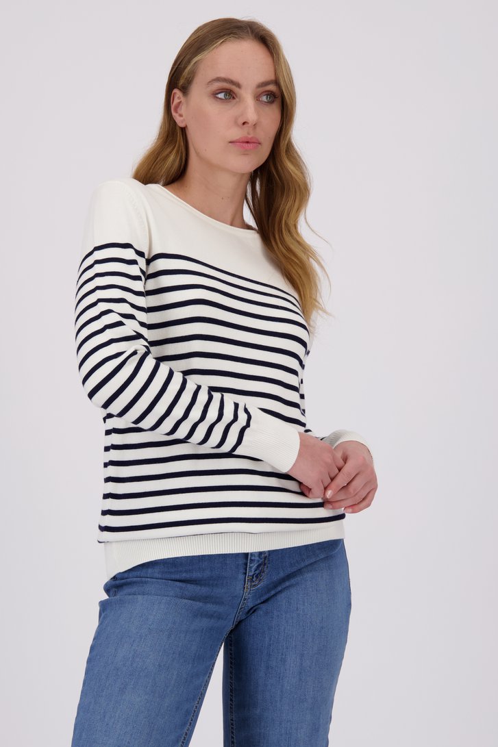 Pull ecru à rayures bleues de More & More pour Femmes