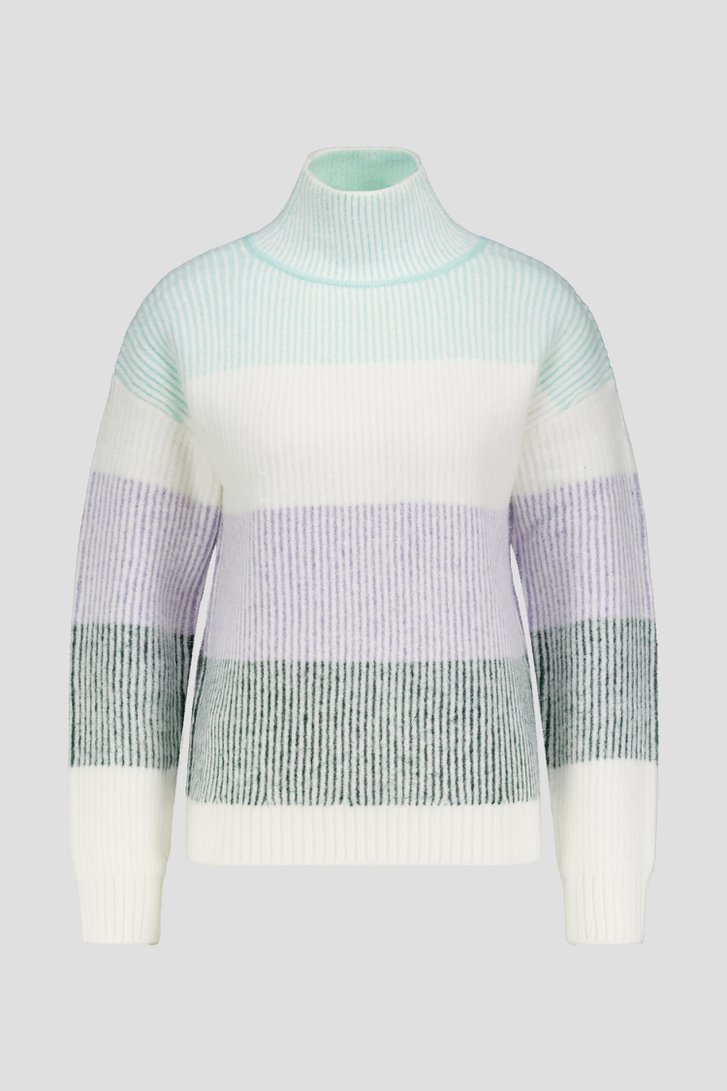 Photo produit 1 de Pull écru à rayures vertes et lilas de Liberty Loving nature pour Femmes