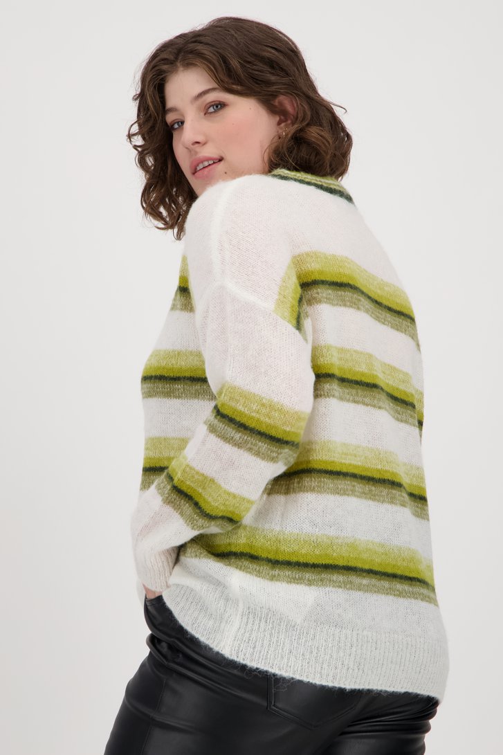 Pull écru à rayures vertes  de Fransa pour Femmes
