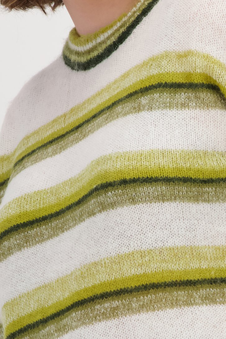 Pull écru à rayures vertes  de Fransa pour Femmes