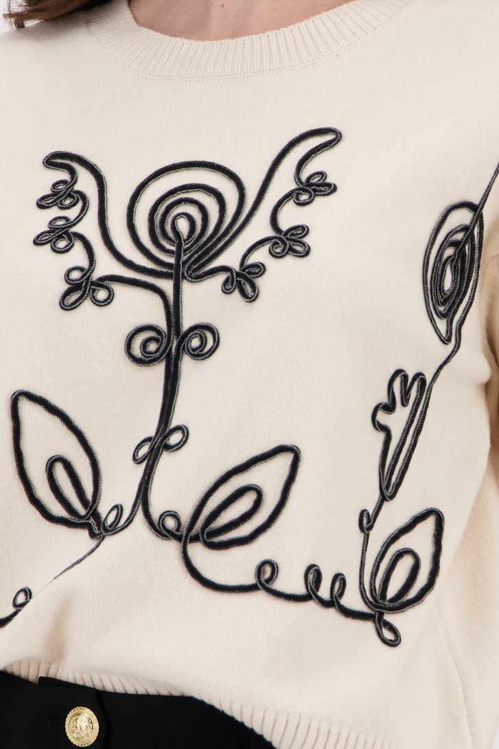Pull écru avec broderie  de More & More pour Femmes