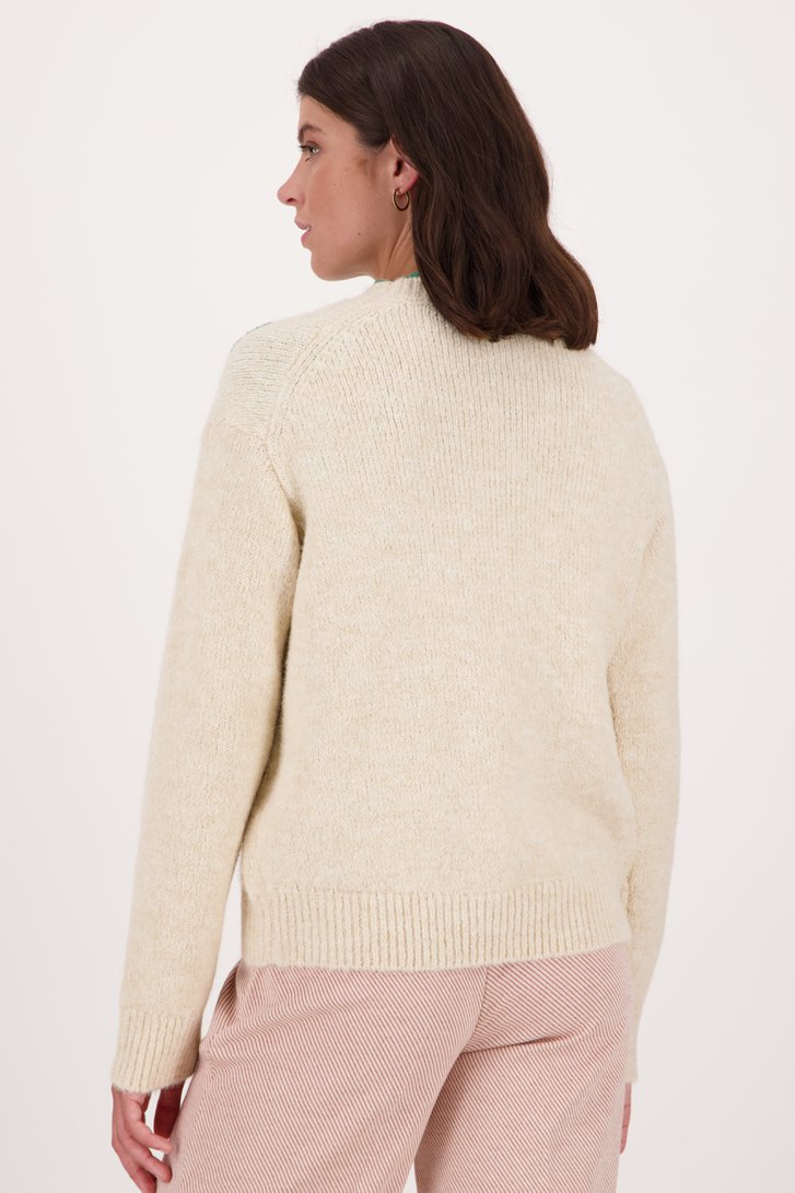 Pull écru avec fleurs brodées de Libelle pour Femmes