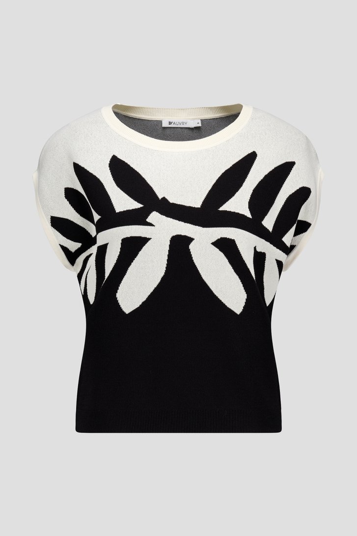 Photo produit 1 de Pull écru avec imprimé graphique noir de D'Auvry pour Femmes