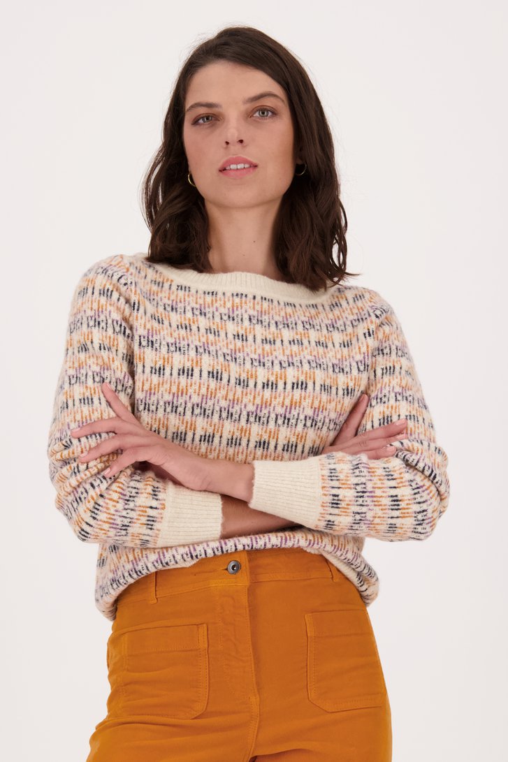 Pull écru avec motif coloré de Libelle pour Femmes