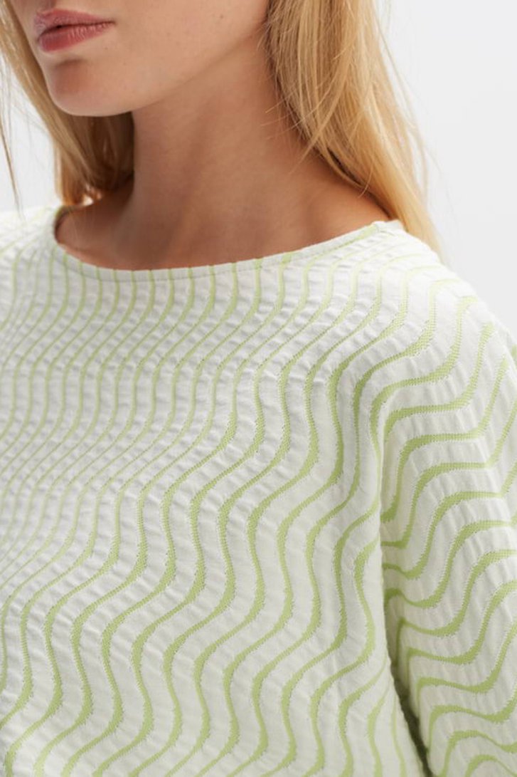 Pull écru avec motif ondulé vert  de Opus pour Femmes
