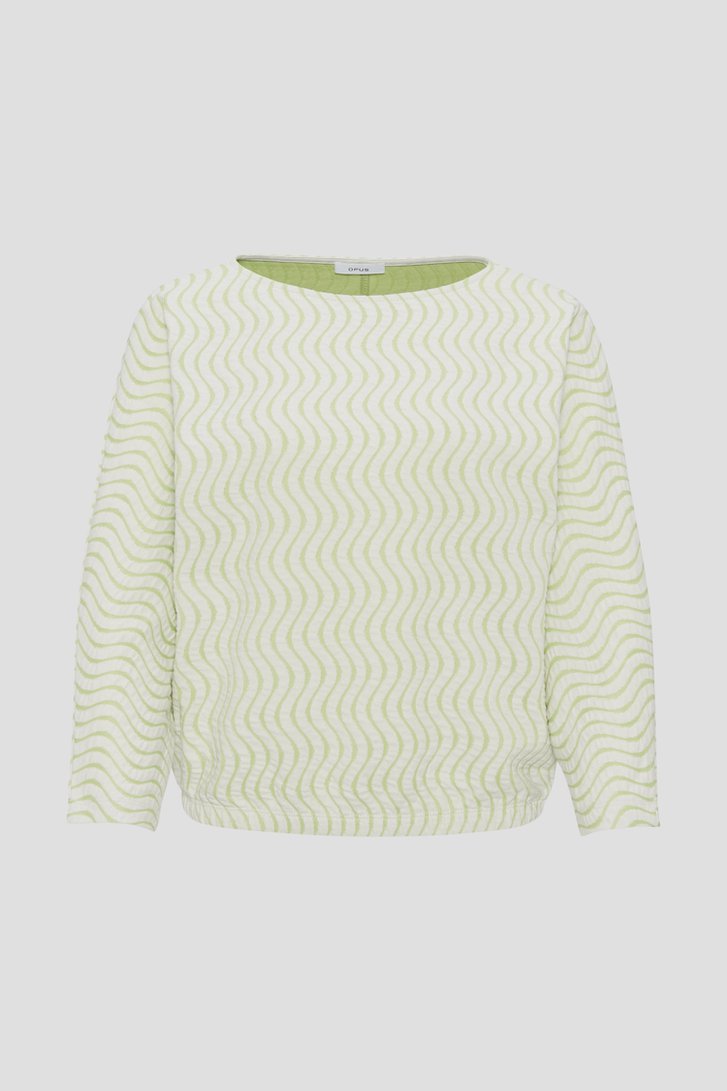 Pull écru avec motif ondulé vert  de Opus pour Femmes
