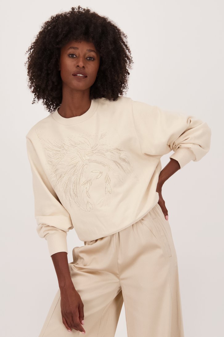Pull écru avec motif perlé de Louise pour Femmes