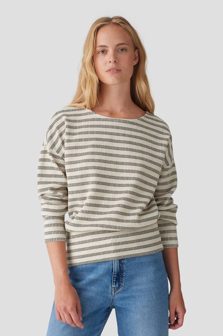 Pull écru avec motif rayé noir de Opus pour Femmes