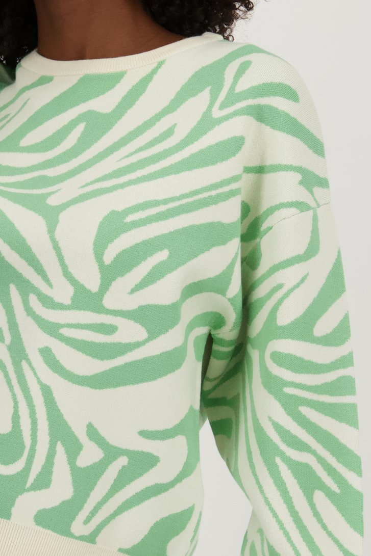 Pull écru avec motif vert clair de Louise pour Femmes
