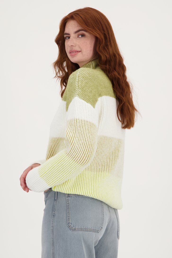 Pull écru avec motif vert de Liberty Loving nature pour Femmes