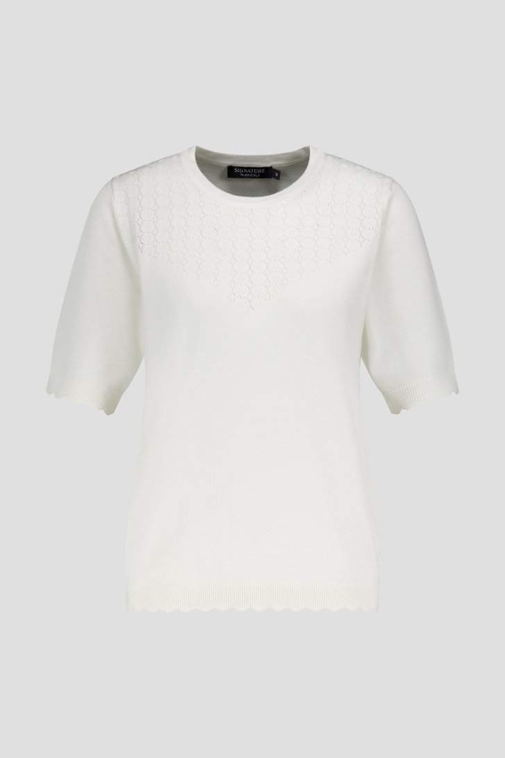 Pull écru avec tricot ajouré de Signature pour Femmes