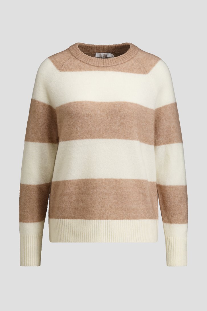 Photo produit 1 de Pull écru rayé avec laine de Liberty Loving nature pour Femmes