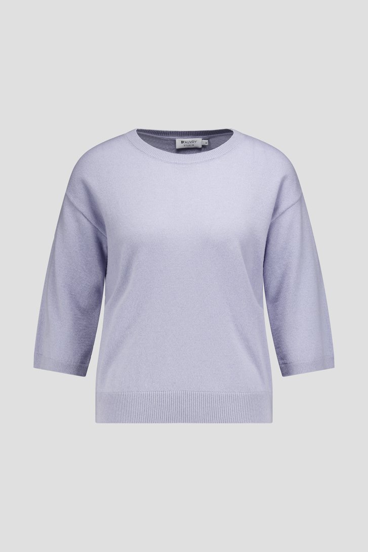 Photo produit 1 de Pull en cachemire bleu à manches courtes de D'Auvry Studio pour Femmes