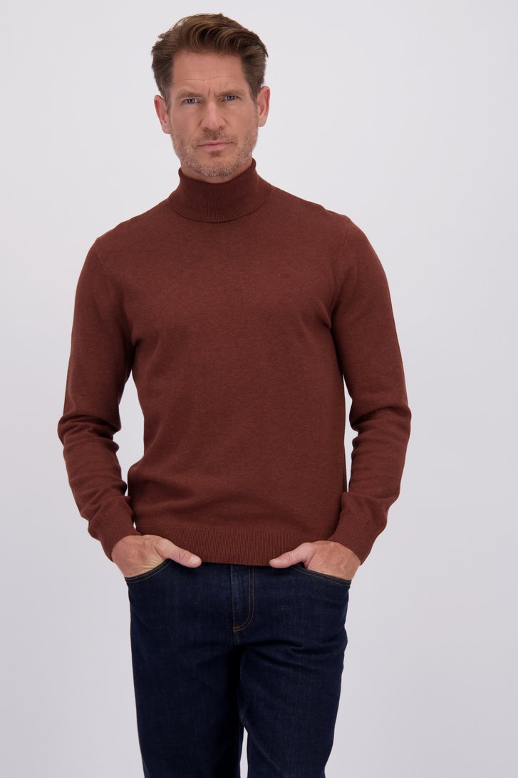 Le devant de Pull en coton à col roulé - marron de Dansaert Blue pour Hommes