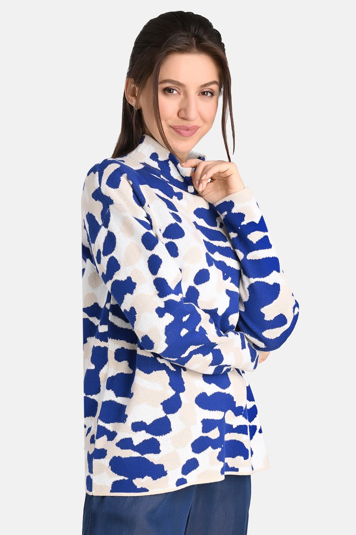 Pull en jacquard bleu et beige de Bicalla pour Femmes