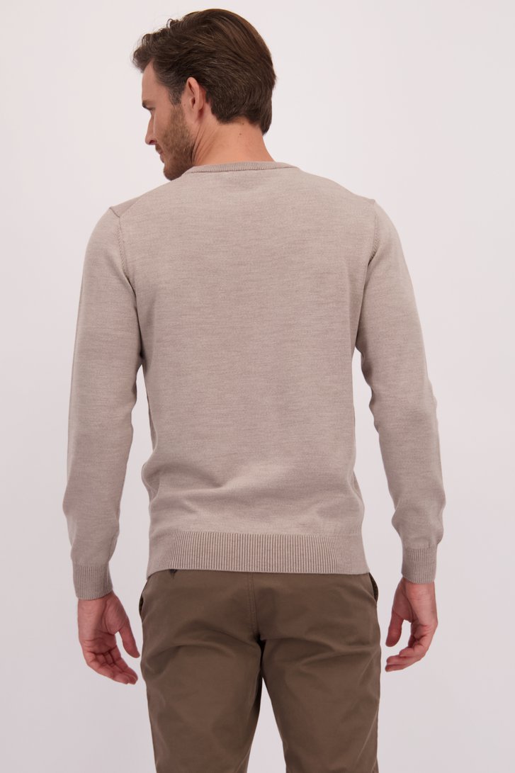 Le dos de Pull en laine beige à col rond de Upper East pour Hommes