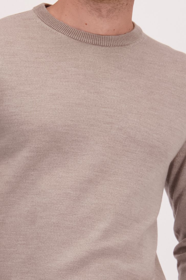 Détail de Pull en laine beige à col rond de Upper East pour Hommes