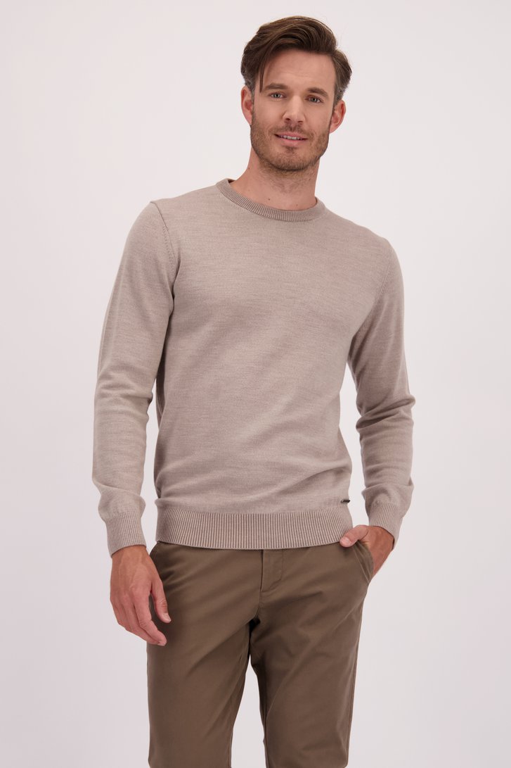 Le devant de Pull en laine beige à col rond de Upper East pour Hommes