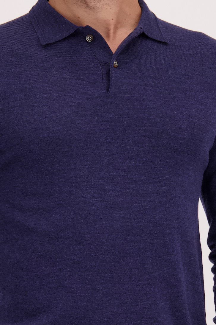 Détail de Pull en laine bleu foncé à col de Upper East pour Hommes