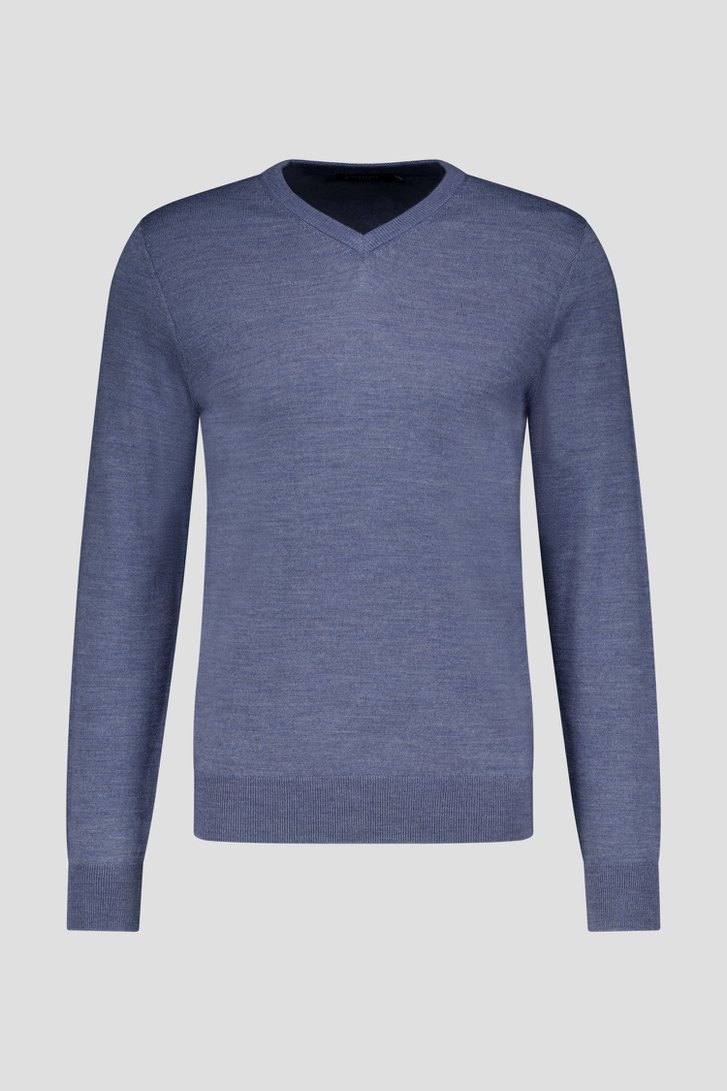 Pull en laine fine avec col en V - Bleu de Dansaert Black pour Hommes