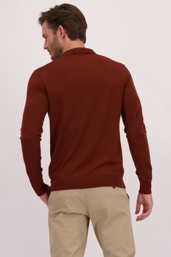 Le dos de Pull en laine marron à col de Upper East pour Hommes