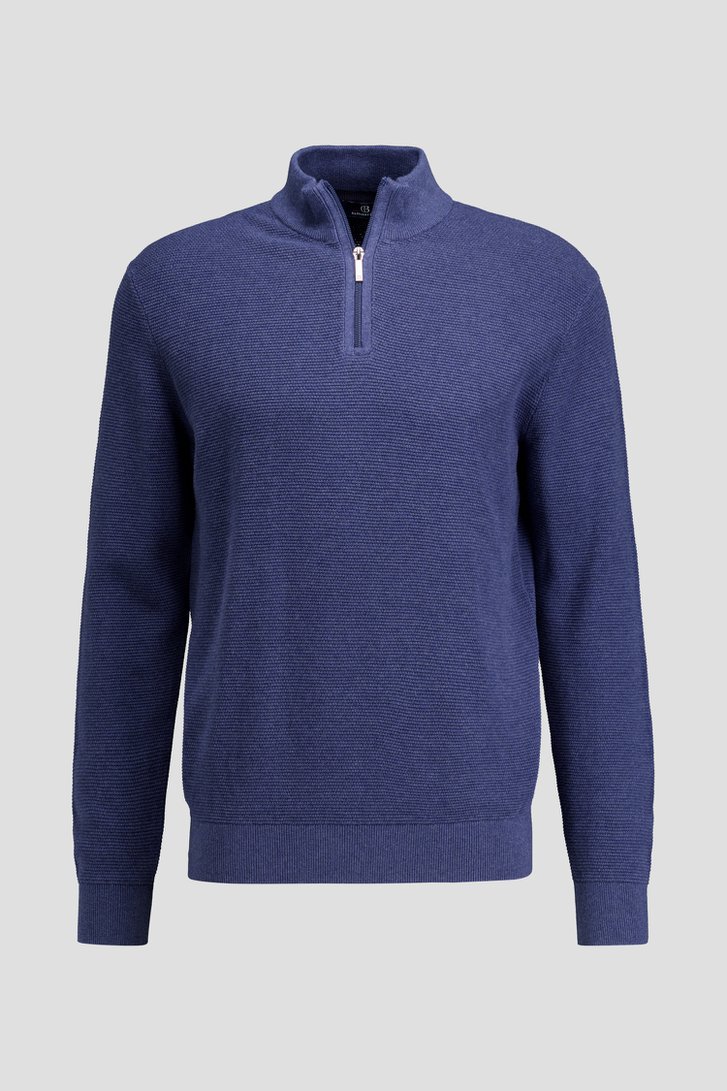 Photo produit 1 de Pull en maille bleu foncé avec col zippé de Dansaert Blue pour Hommes