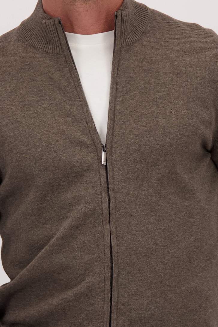 Détail de Pull en maille brun clair avec fermeture zippée de Dansaert Blue pour Hommes